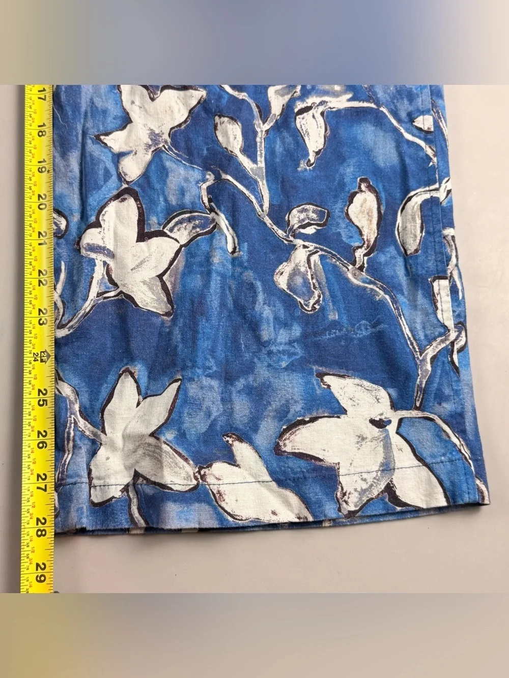 Peruvian Connection Cote D’Azur Linen Blend Wide Leg Pants Blue Floral 8